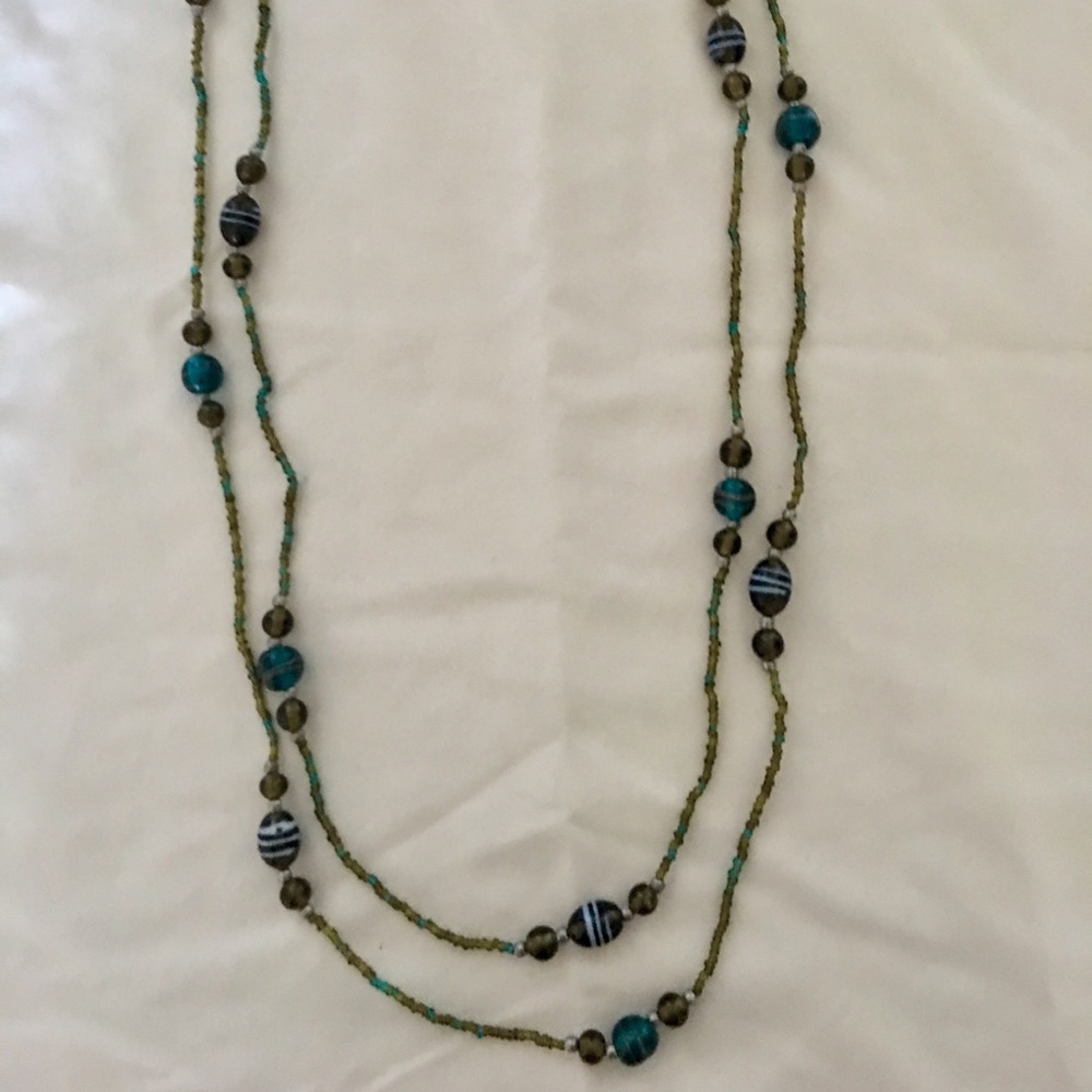 Long green and blue necklace